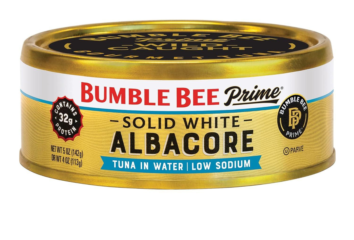 Bumble Bee Prime Solid White Albacore Tuna Low Sodium in Water, 5 oz Cans (Pack of 12) - Premium Wild Caught Tuna - 32g Protein per Serving - Non-GMO Project Verified, Gluten Free, Kosher - https://www.basketryplace.shop/